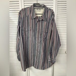 King Size Western Striped Button-Up Shirt Size 3XL